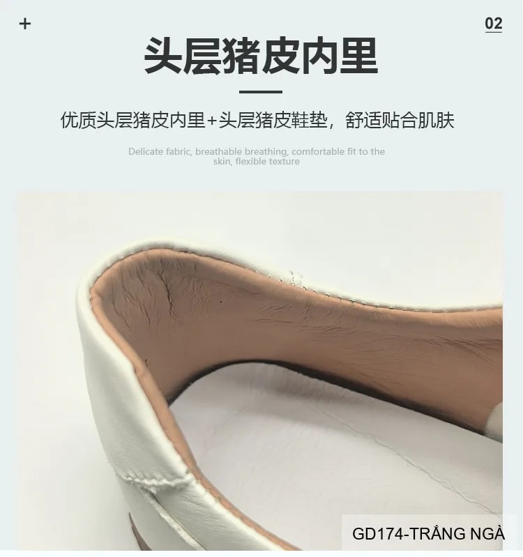GD174 - Giày thể thao nam da thật màu trắng ngà, kiểu dáng châu Âu thanh lịch, đế cao su êm chân - ảnh 21