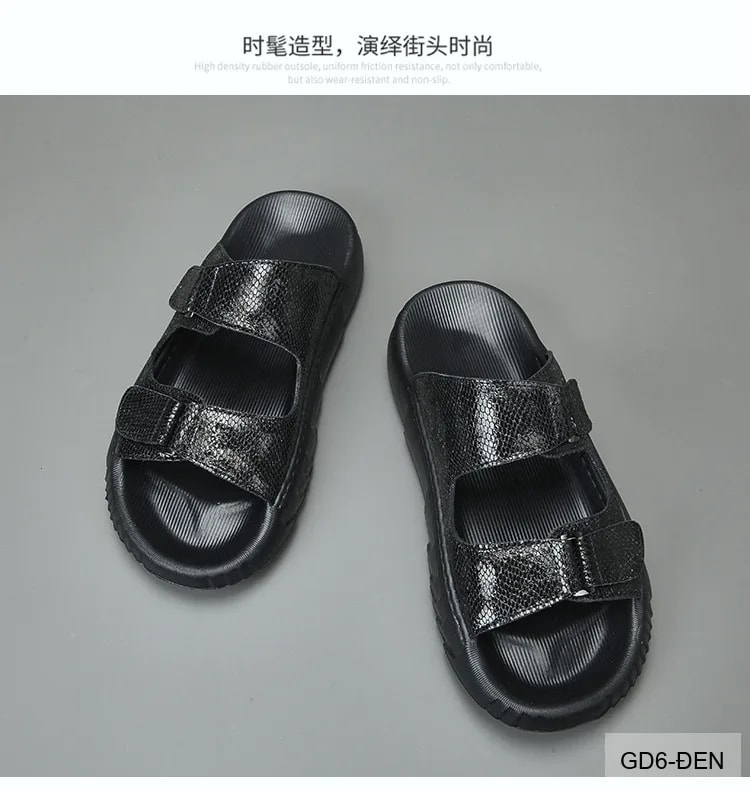 GD6 - Dép lê nam da thật thoáng khí, thiết kế quai dán phong cách Hàn Quốc, dễ phối đồ - ảnh 5