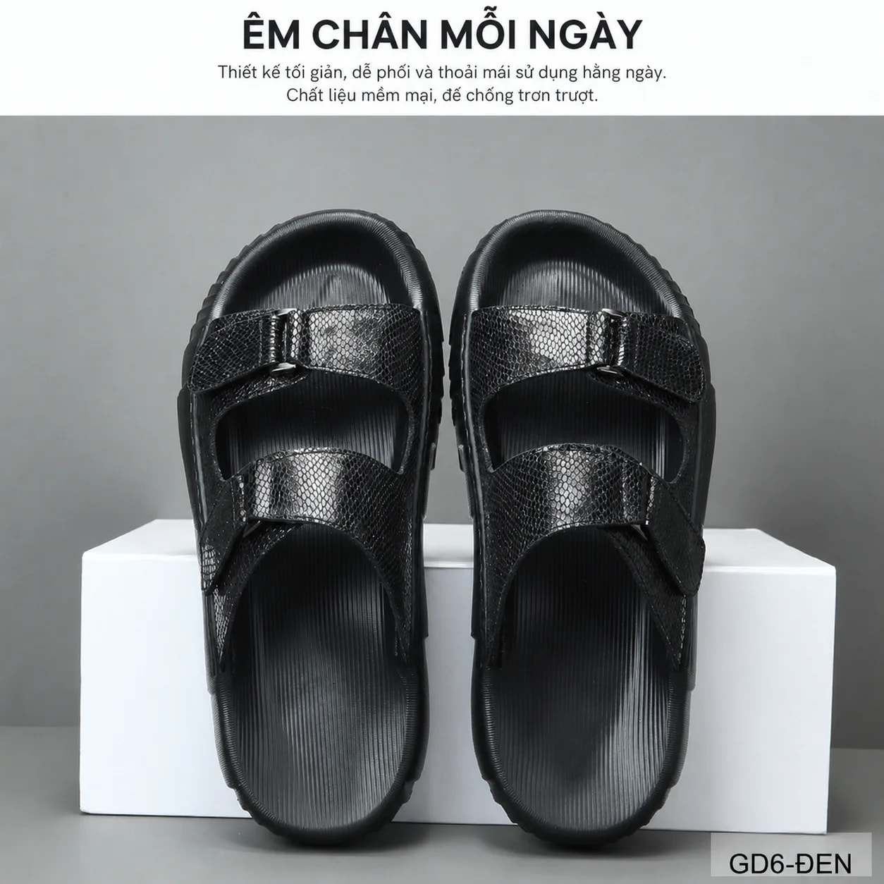 GD6 - Dép lê nam da thật thoáng khí, thiết kế quai dán phong cách Hàn Quốc, dễ phối đồ - ảnh 6