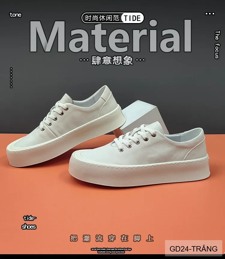 GD24 - Giày Da Bò Nam Đế Bằng Thời Trang Phối Màu Trắng Đen - ảnh 11