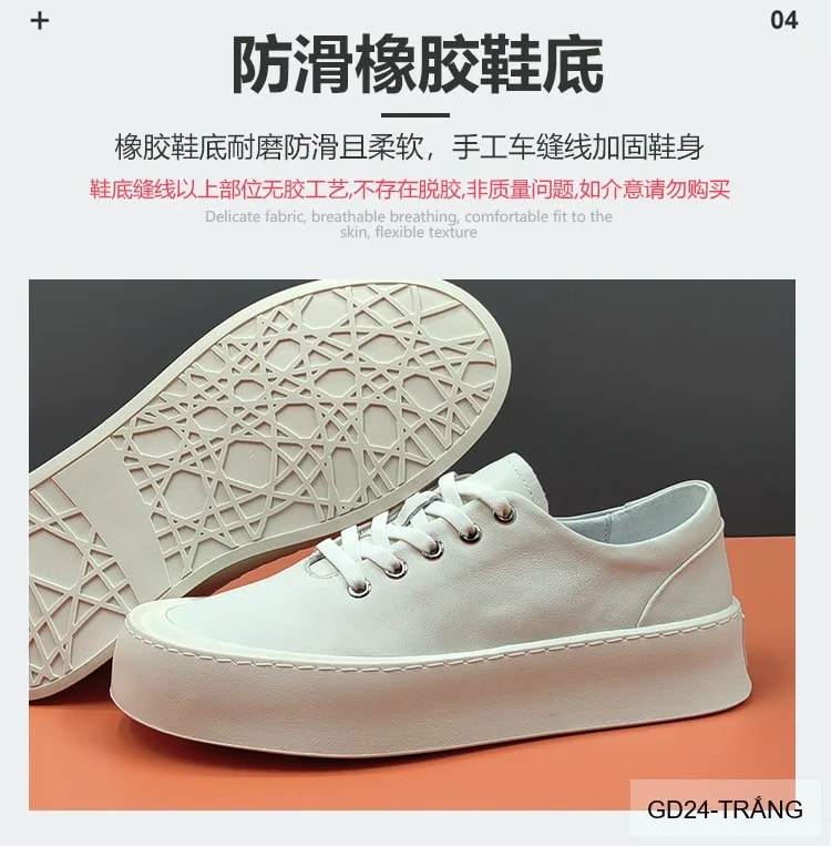 GD24 - Giày Da Bò Nam Đế Bằng Thời Trang Phối Màu Trắng Đen - ảnh 13