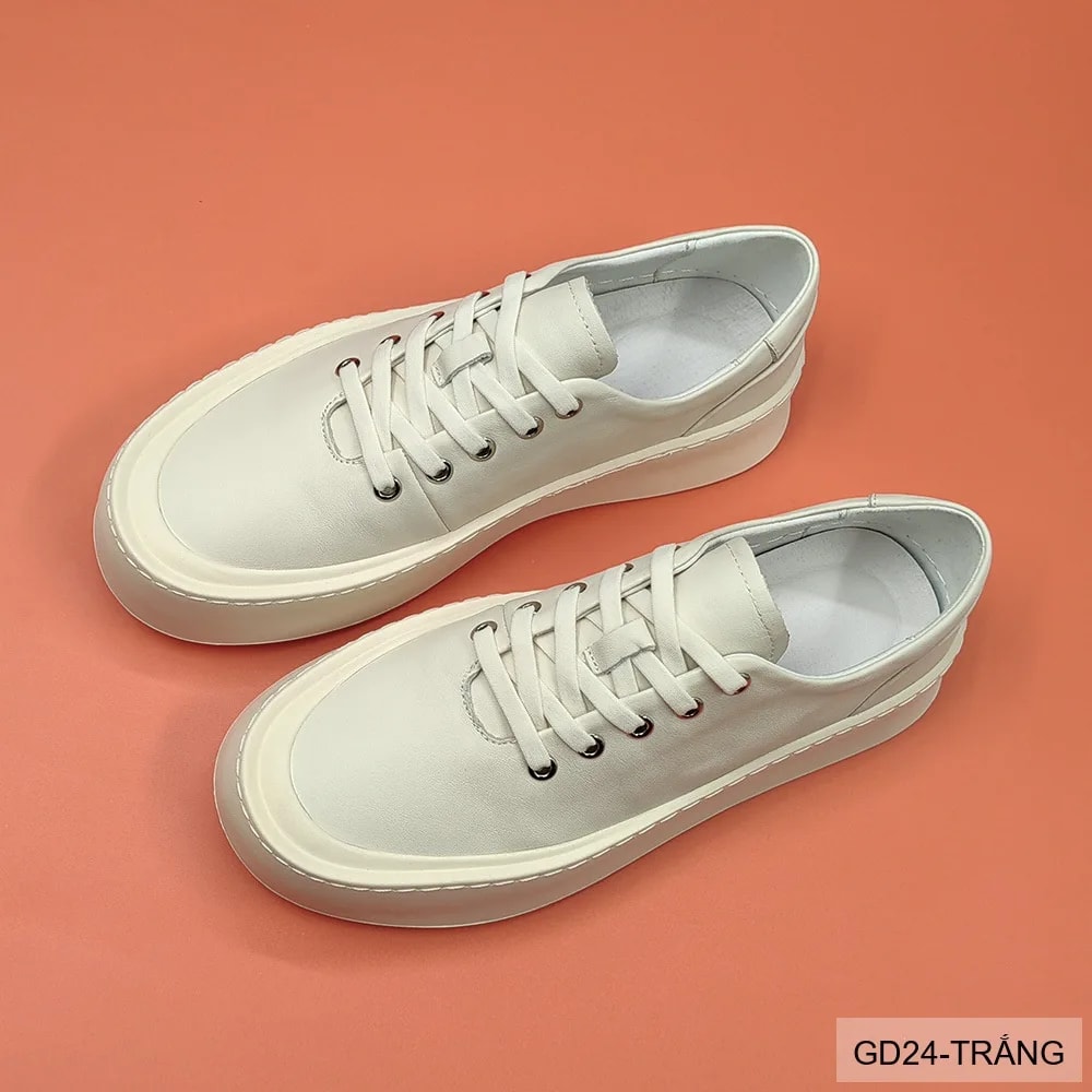 GD24 - Giày Da Bò Nam Đế Bằng Thời Trang Phối Màu Trắng Đen - ảnh 3
