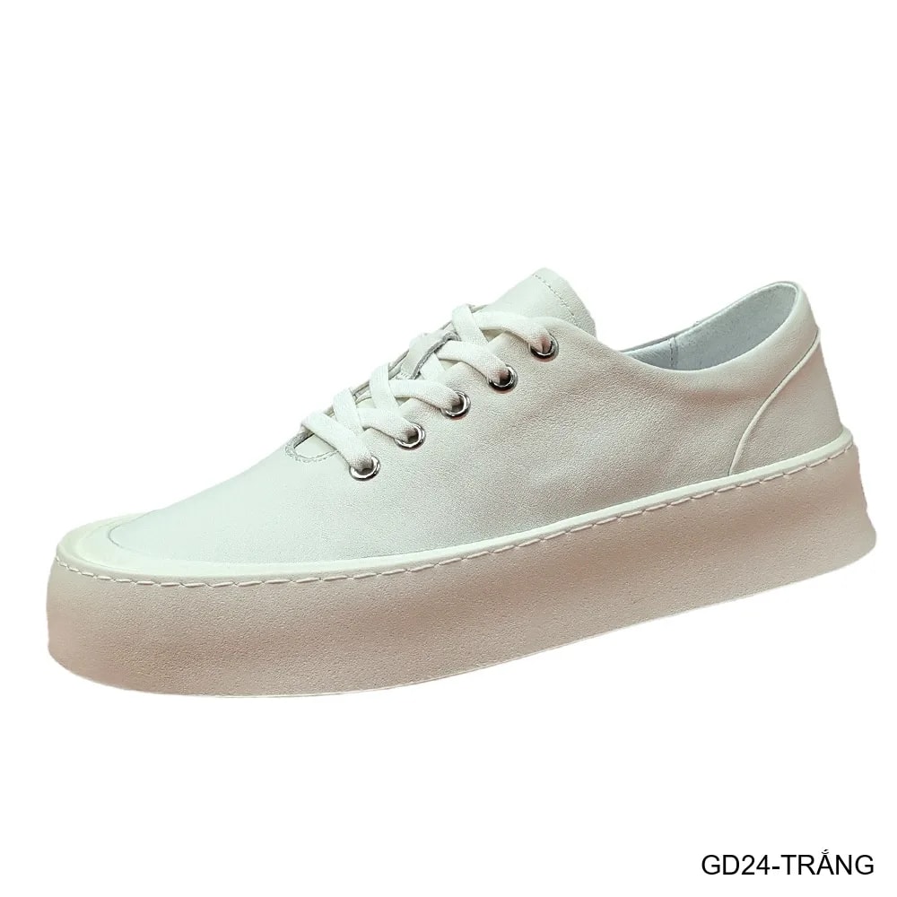 GD24 - Giày Da Bò Nam Đế Bằng Thời Trang Phối Màu Trắng Đen - ảnh 4