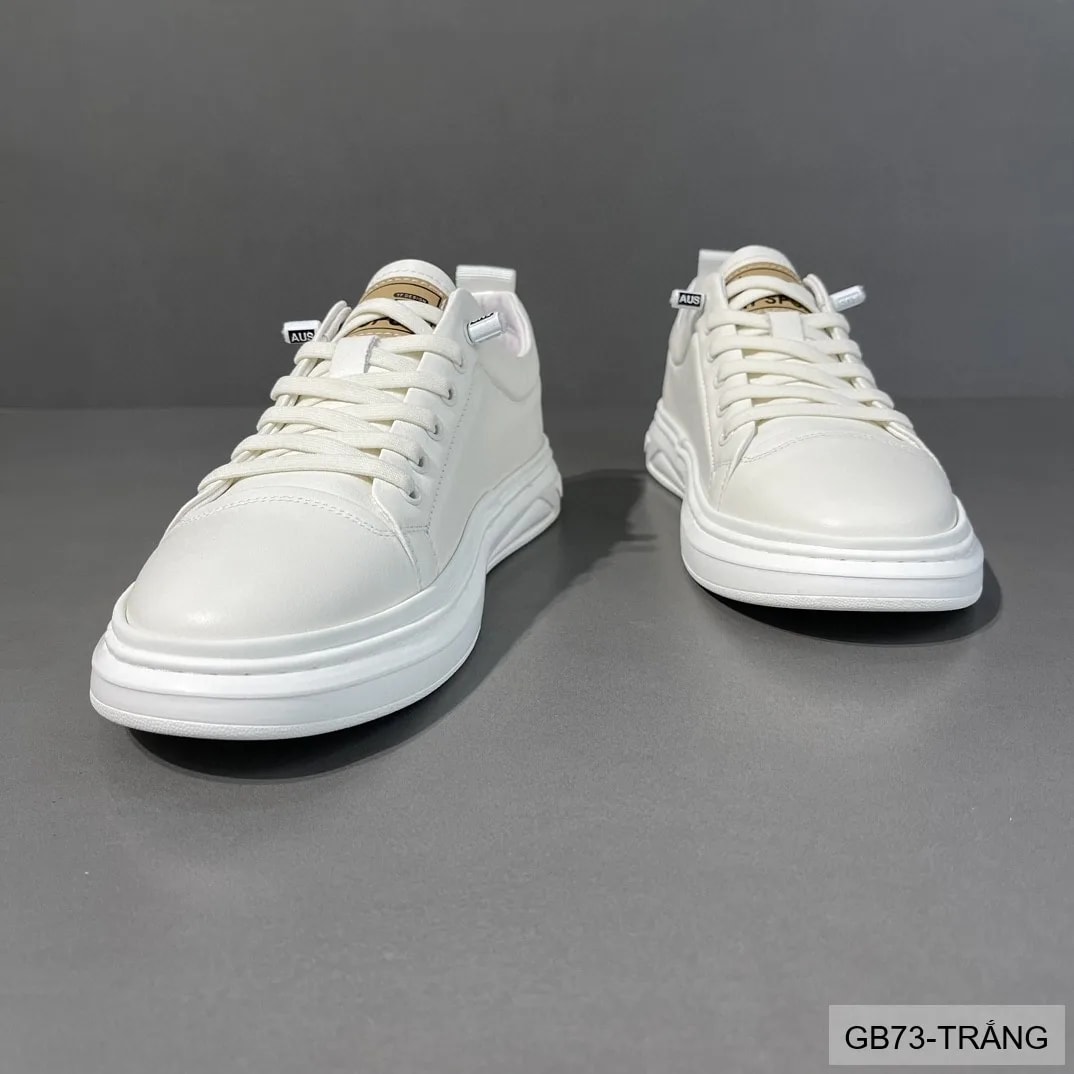 GB73 - Giày thể thao nam da thật trắng đen, kiểu Âu, phong cách thời thượng, đa năng cho ngày thường - ảnh 4