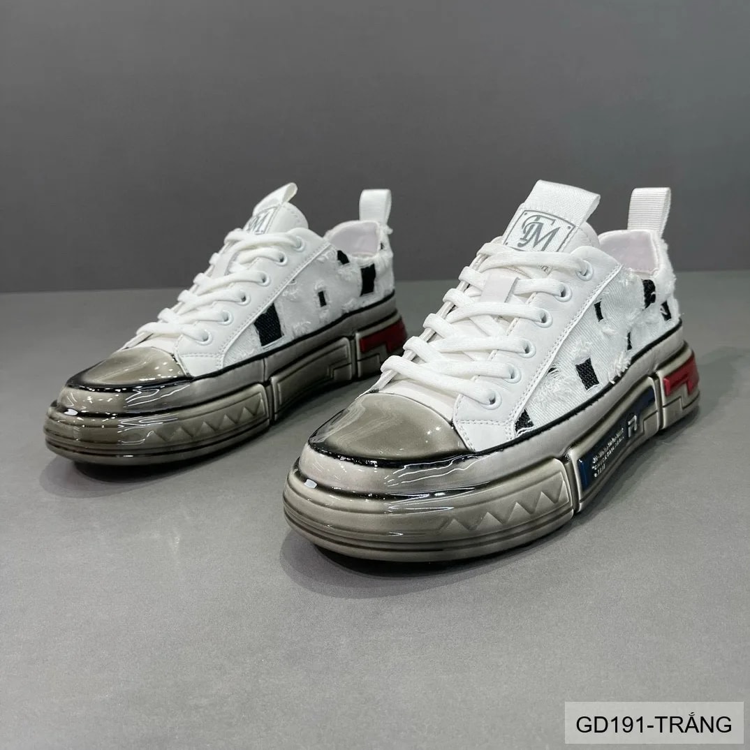 GD191 - Giày nam thời trang đế dày phong cách dad shoes, da thật, phối màu trắng đen - ảnh 2
