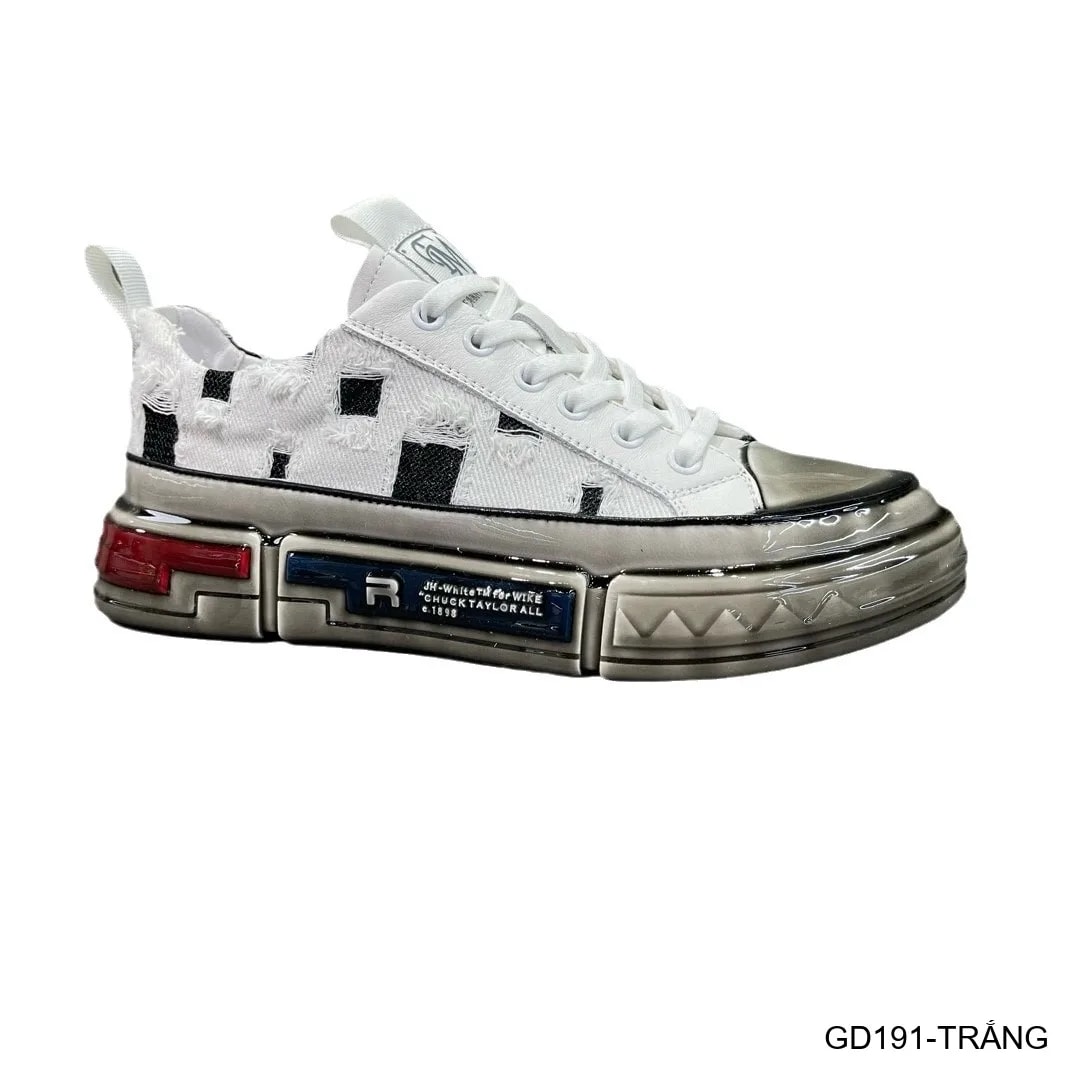 GD191 - Giày nam thời trang đế dày phong cách dad shoes, da thật, phối màu trắng đen - ảnh 3