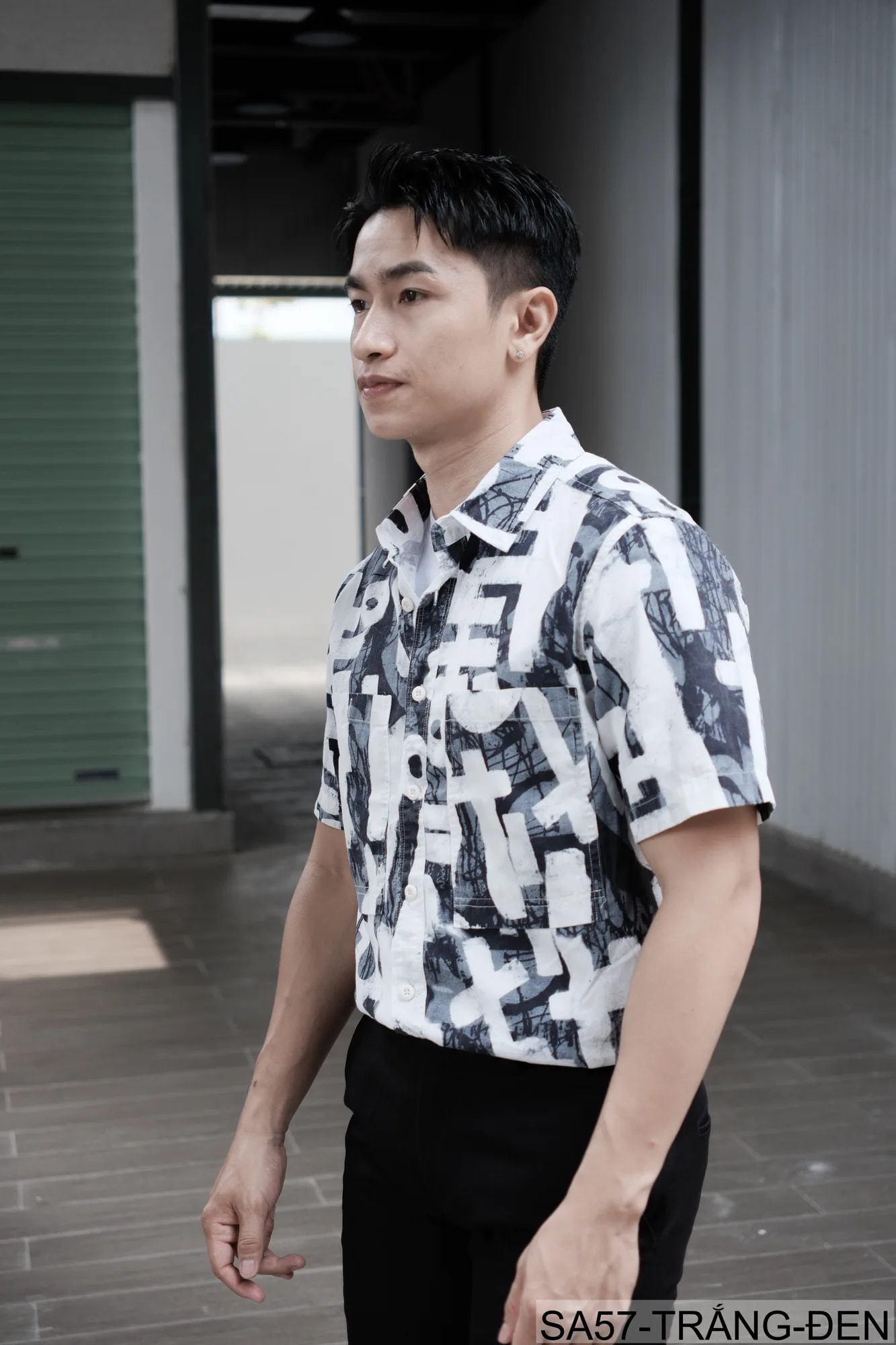 SA57 - Áo sơ mi nam tay ngắn phong cách Nhật Bản họa tiết nghệ thuật, chất cotton thoáng mát, form regular - ảnh 5