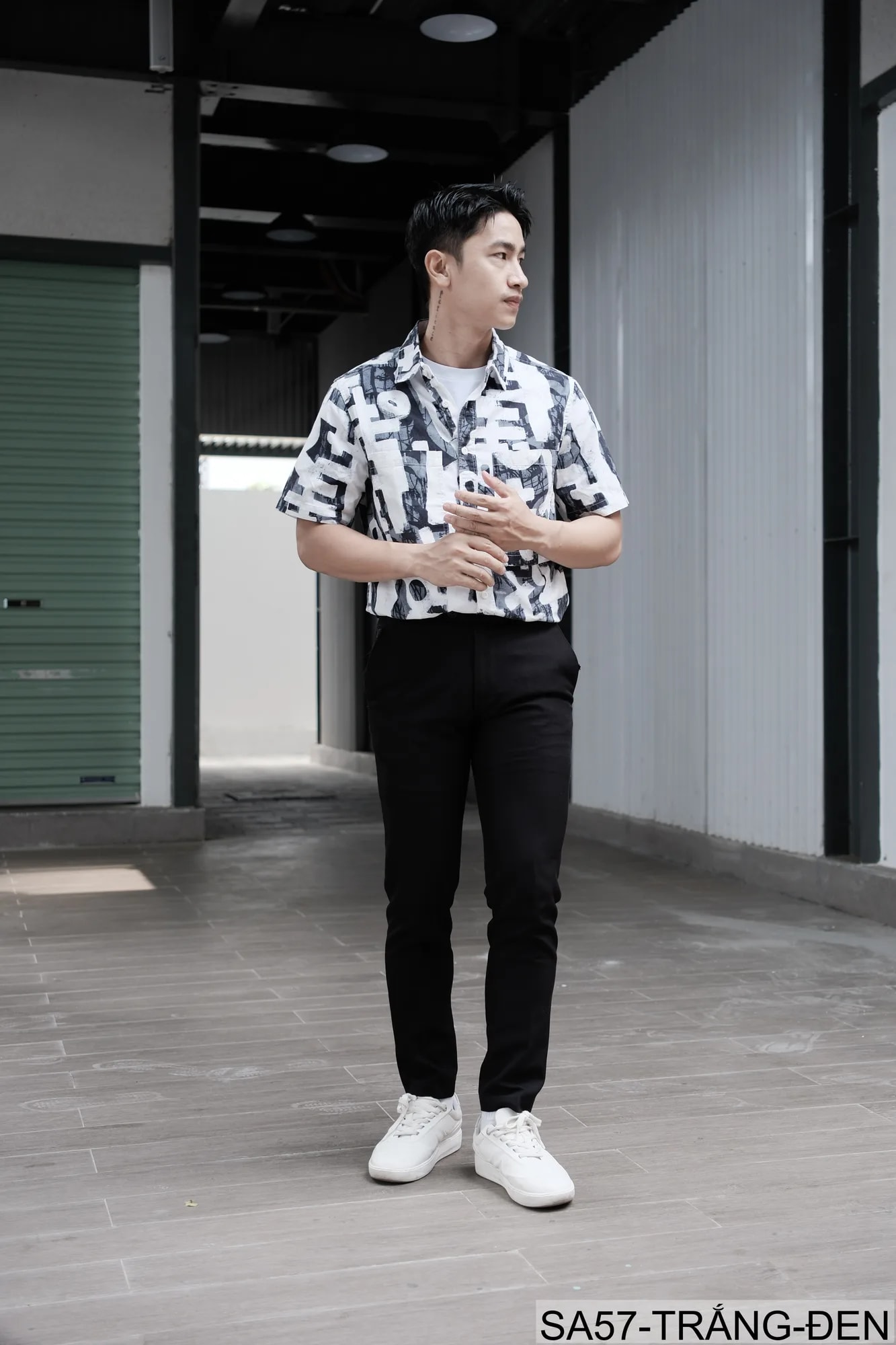 SA57 - Áo sơ mi nam tay ngắn phong cách Nhật Bản họa tiết nghệ thuật, chất cotton thoáng mát, form regular - ảnh 9