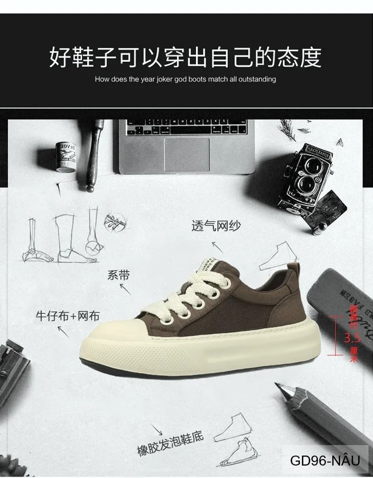 GD96 - Giày thể thao nam đế cao tăng chiều cao, thoáng khí, phong cách thời thượng - ảnh 13