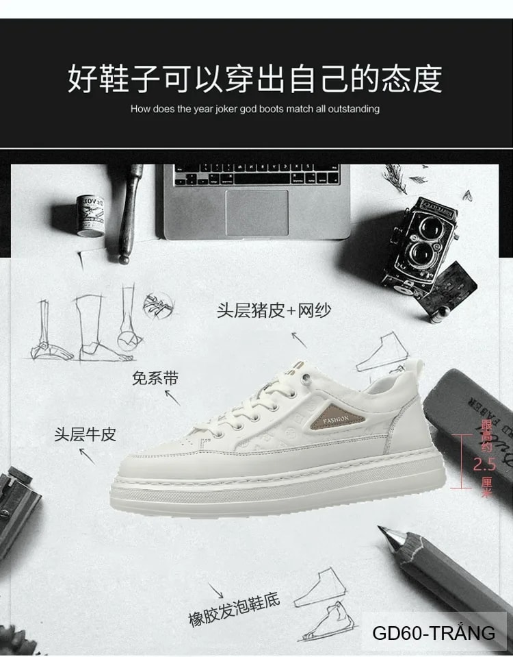 GD60 - Giày lười nam da bò cao cấp đế mềm phong cách Hàn Quốc - ảnh 13