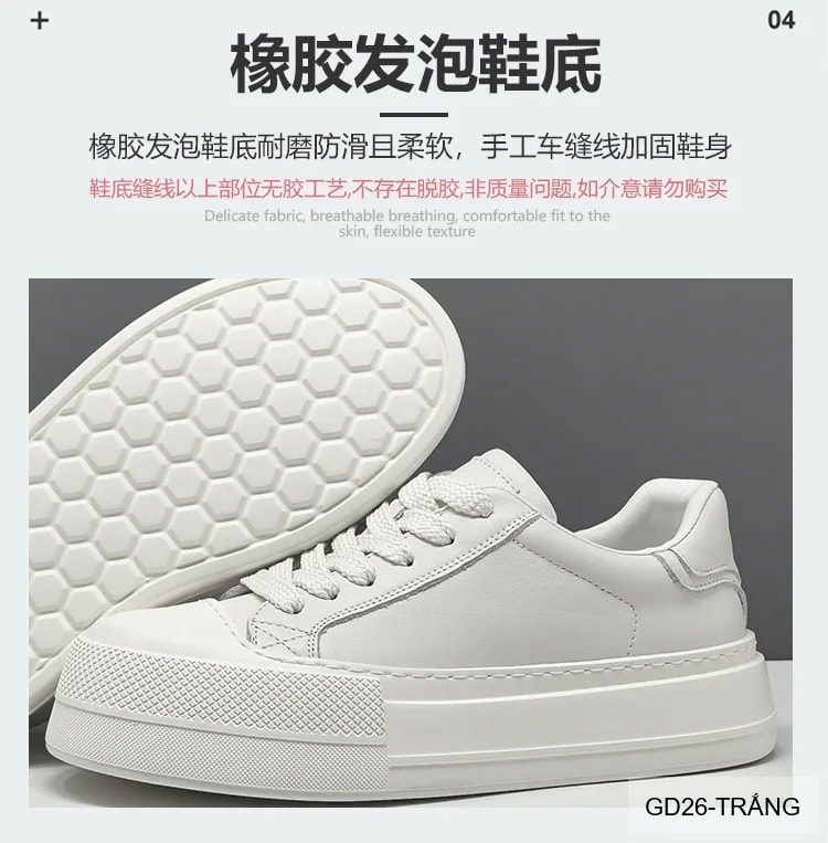 GD26 - Giày thể thao nam phong cách Châu Âu, đế dày thời thượng, da thật sang trọng - ảnh 16