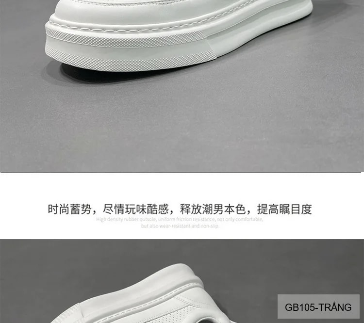GB105 - Giày thể thao nam trắng đục lỗ, kiểu dad shoes thời trang, da thật thoáng khí, phù hợp sinh viên - ảnh 11