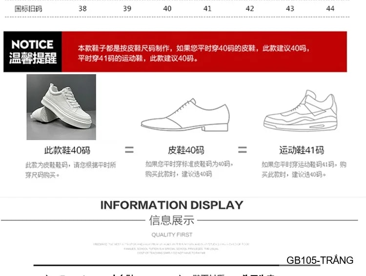 GB105 - Giày thể thao nam trắng đục lỗ, kiểu dad shoes thời trang, da thật thoáng khí, phù hợp sinh viên - ảnh 15