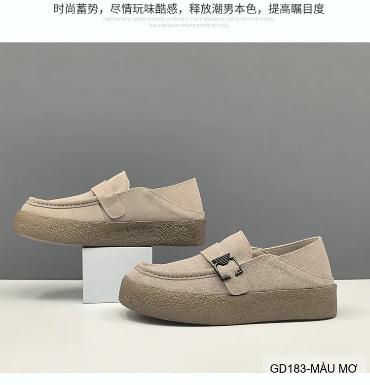 GD183 - Giày Nam Đế Dày Phong Cách Retro Màu Mơ & Nâu - ảnh 8