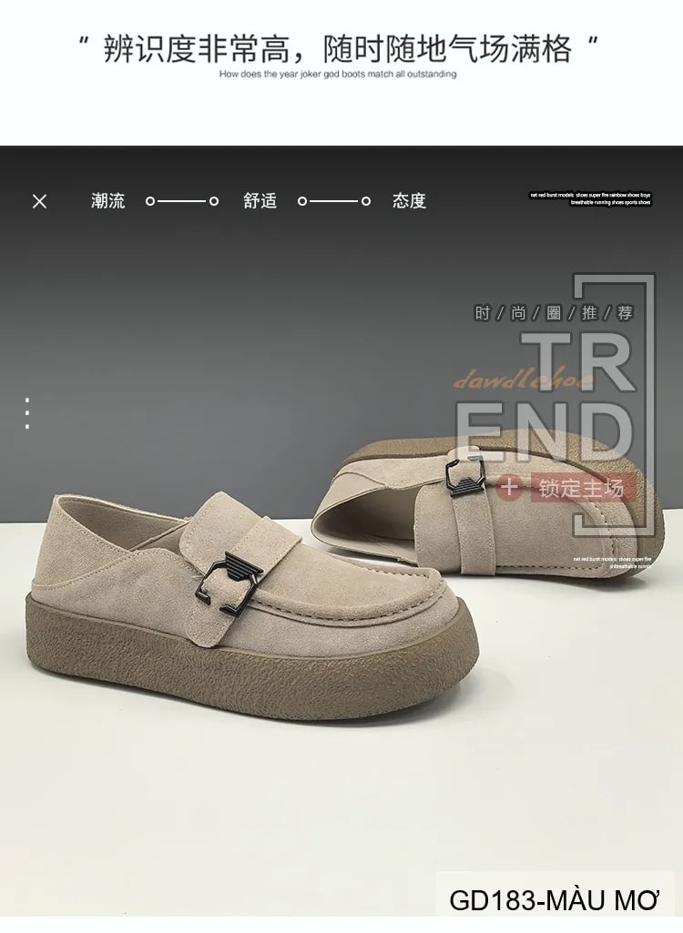 GD183 - Giày Nam Đế Dày Phong Cách Retro Màu Mơ & Nâu - ảnh 9