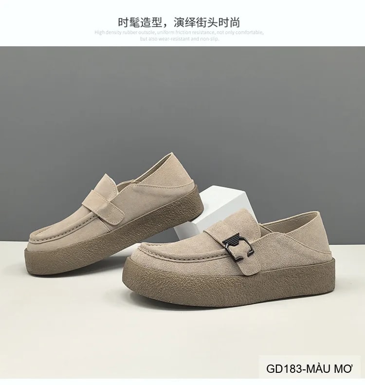 GD183 - Giày Nam Đế Dày Phong Cách Retro Màu Mơ & Nâu - ảnh 5