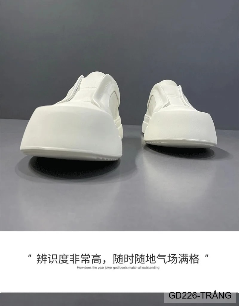 GD226 - Giày nam đế dày thời trang 2025 kiểu dad shoes da bò màu trắng đen - ảnh 13