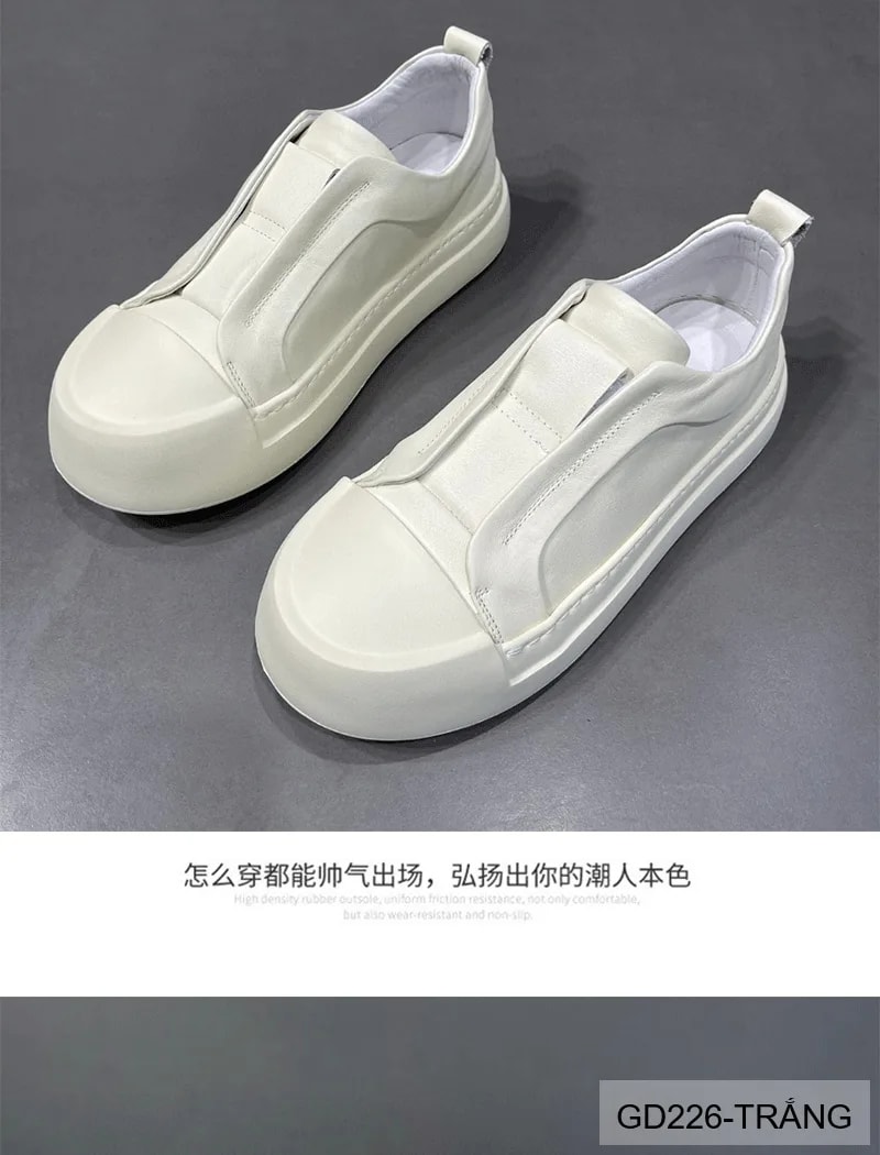 GD226 - Giày nam đế dày thời trang 2025 kiểu dad shoes da bò màu trắng đen - ảnh 14