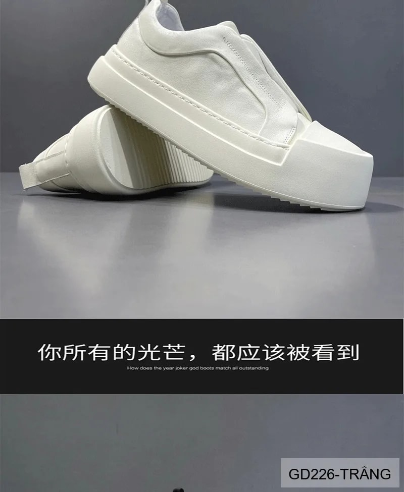 GD226 - Giày nam đế dày thời trang 2025 kiểu dad shoes da bò màu trắng đen - ảnh 7