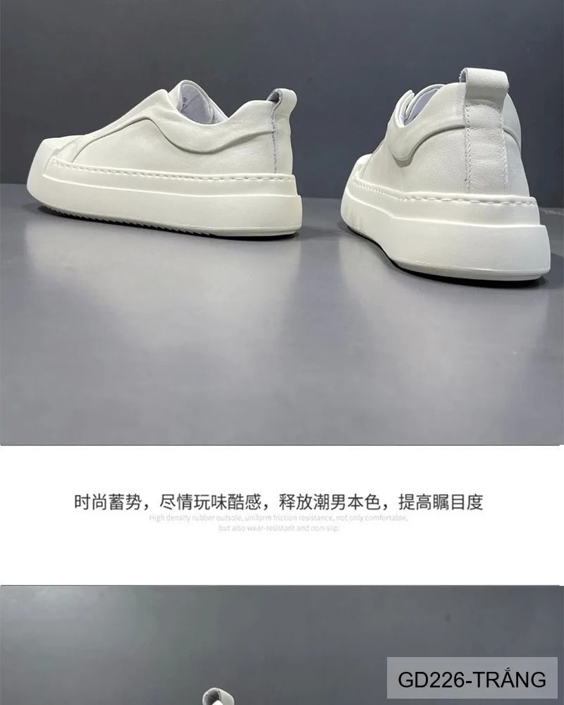 GD226 - Giày nam đế dày thời trang 2025 kiểu dad shoes da bò màu trắng đen - ảnh 6