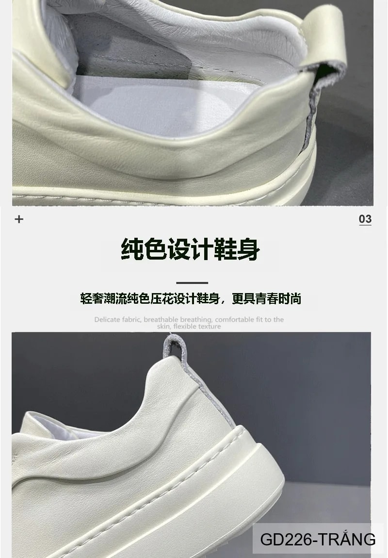 GD226 - Giày nam đế dày thời trang 2025 kiểu dad shoes da bò màu trắng đen - ảnh 10