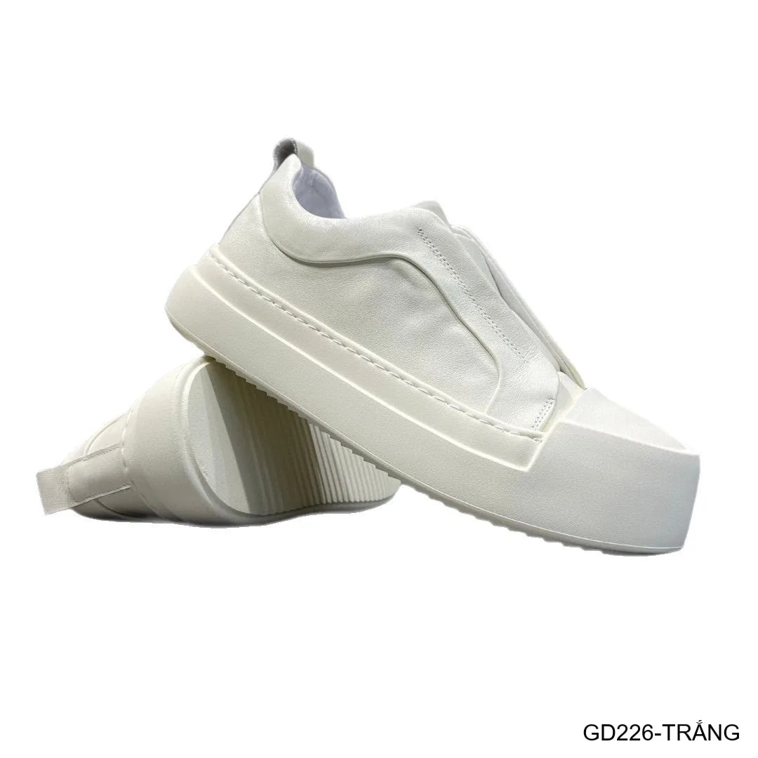 GD226 - Giày nam đế dày thời trang 2025 kiểu dad shoes da bò màu trắng đen - ảnh 4