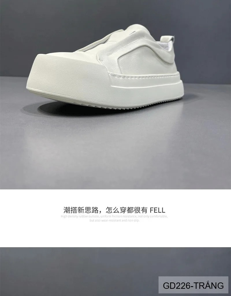 GD226 - Giày nam đế dày thời trang 2025 kiểu dad shoes da bò màu trắng đen - ảnh 5