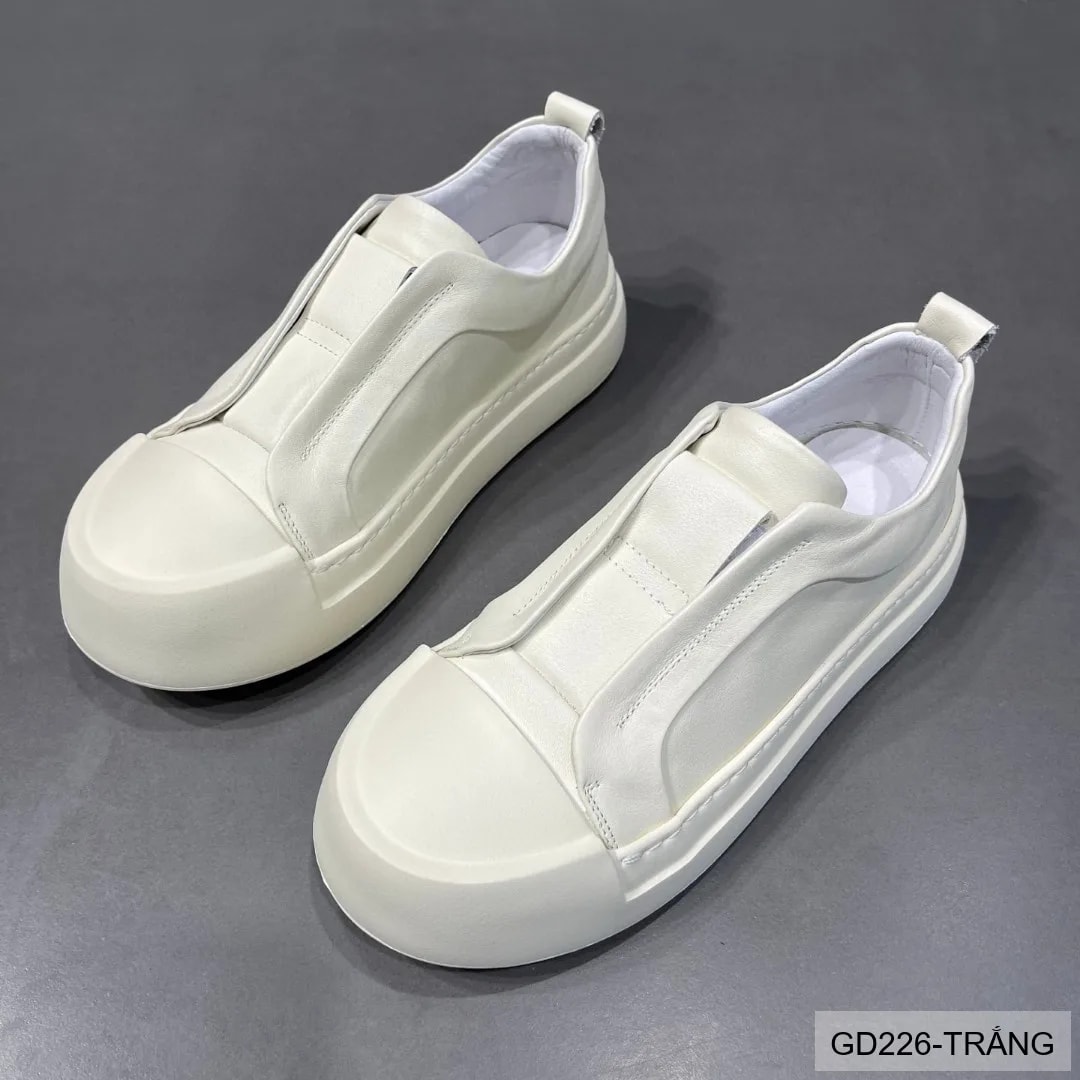 GD226 - Giày nam đế dày thời trang 2025 kiểu dad shoes da bò màu trắng đen - ảnh 3