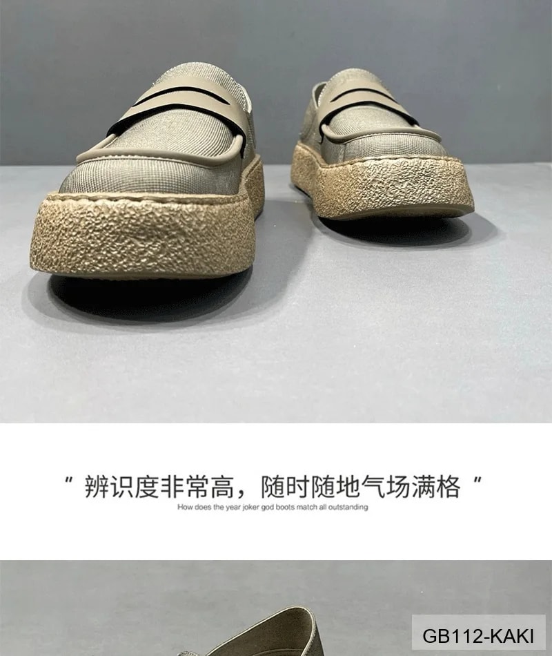 GB112 - Giày lười nam vải dệt kim đế dày thời trang đi thường ngày màu Kaki Đen - ảnh 13