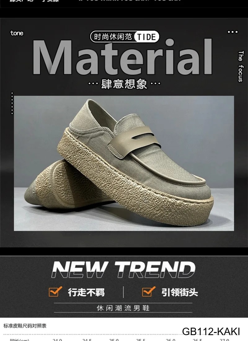 GB112 - Giày lười nam vải dệt kim đế dày thời trang đi thường ngày màu Kaki Đen - ảnh 8