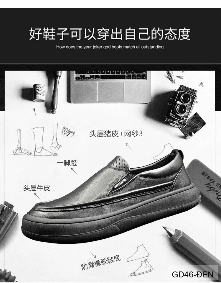 GD46 - Giày Nam Da Bò Đen Đế Dày Phong Cách Thời Trang - ảnh 20