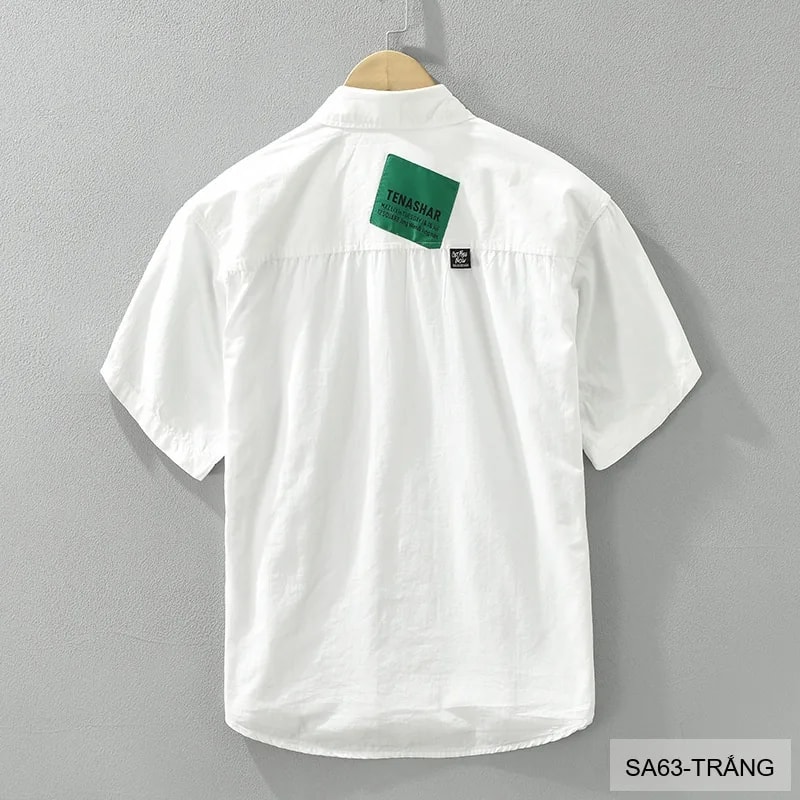 SA63 - Áo Sơ Mi Nam Tay Ngắn In Chữ Tiếng Anh Phong Cách Nhật Bản Mùa Hè - ảnh 8