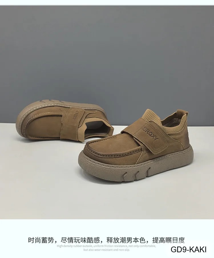 GD9 - Giày lười nam da thật phong cách Châu Âu, đế dày êm ái, phối màu Kaki - Đen - ảnh 10