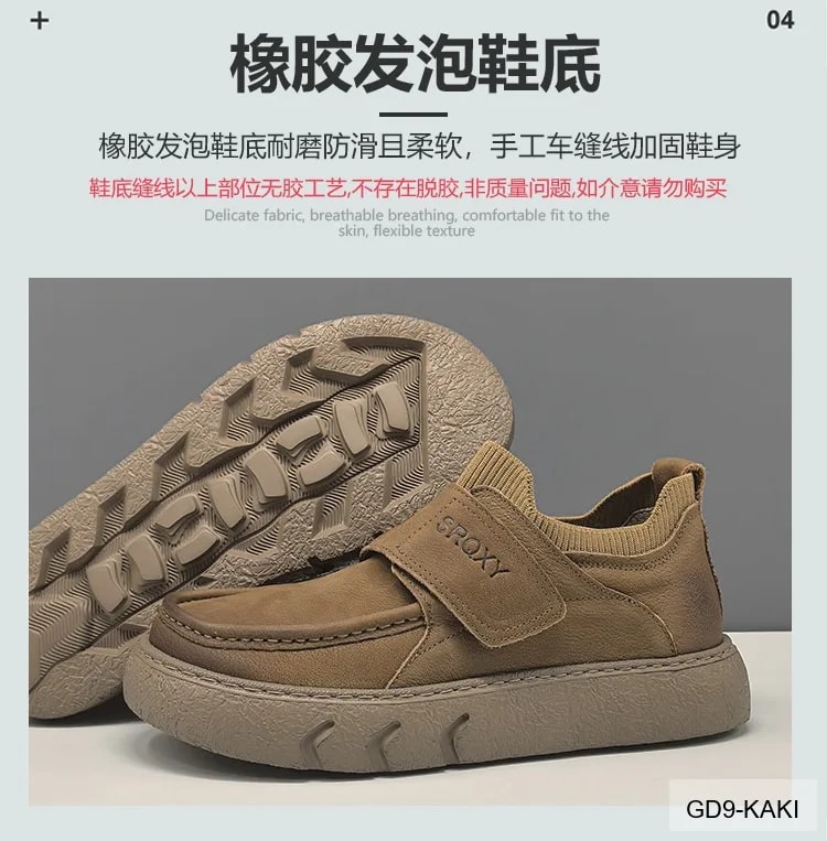 GD9 - Giày lười nam da thật phong cách Châu Âu, đế dày êm ái, phối màu Kaki - Đen - ảnh 16