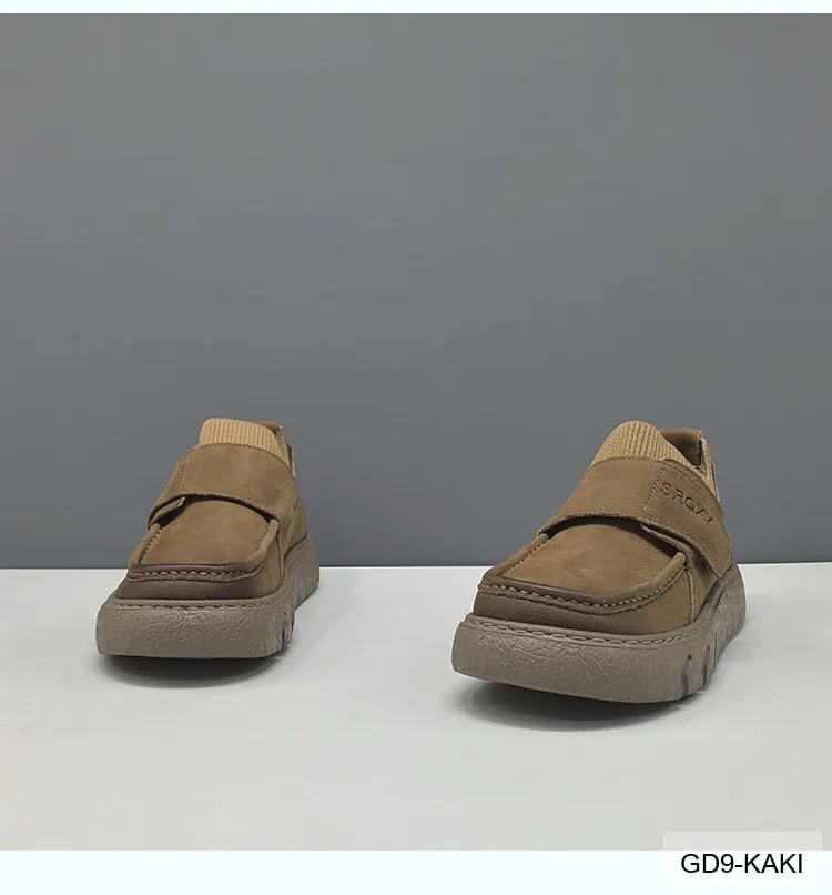 GD9 - Giày lười nam da thật phong cách Châu Âu, đế dày êm ái, phối màu Kaki - Đen - ảnh 11