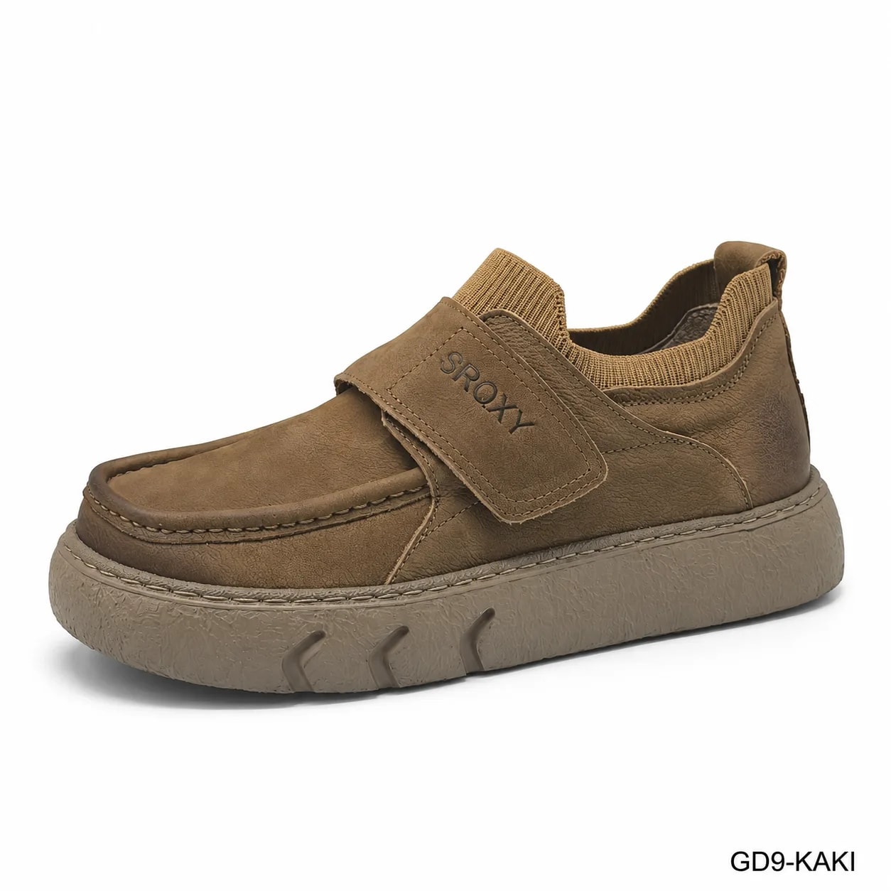 GD9 - Giày lười nam da thật phong cách Châu Âu, đế dày êm ái, phối màu Kaki - Đen