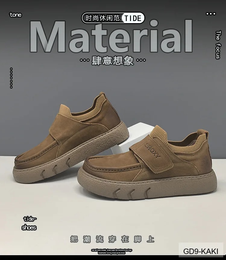 GD9 - Giày lười nam da thật phong cách Châu Âu, đế dày êm ái, phối màu Kaki - Đen - ảnh 12