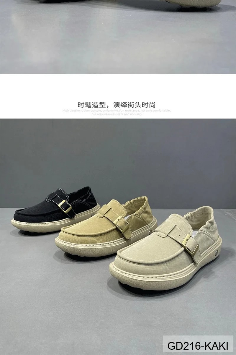 GD216 - Giày nam lười cổ điển 2025 chất liệu vải thoáng khí, đế mềm nhẹ, phối màu Kaki & Đen - ảnh 10
