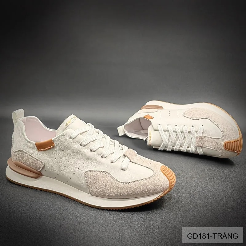 GD181 - Giày Nam Thể Thao Da Thật Đế Mềm Phối Màu Trắng Đen - ảnh 6