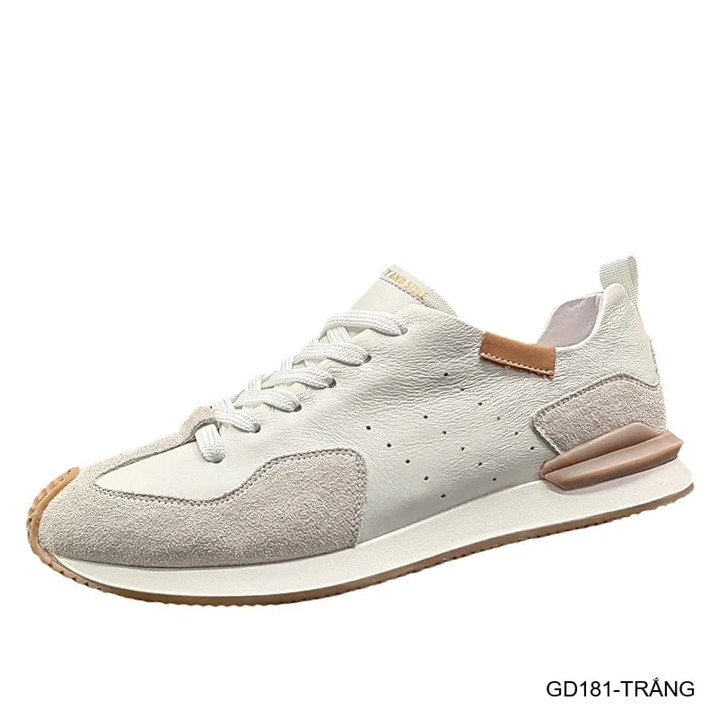 GD181 - Giày Nam Thể Thao Da Thật Đế Mềm Phối Màu Trắng Đen - ảnh 7