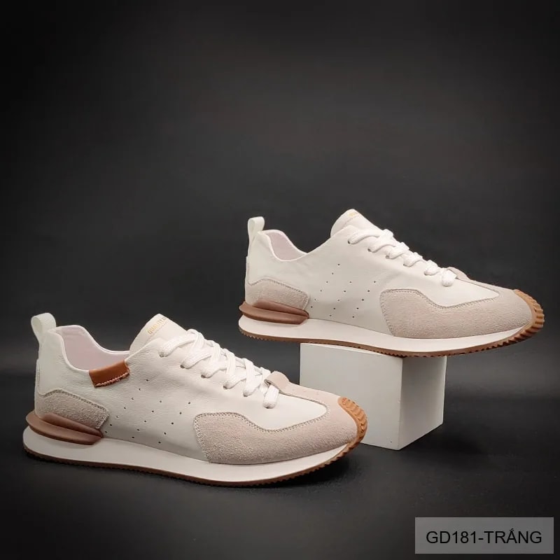 GD181 - Giày Nam Thể Thao Da Thật Đế Mềm Phối Màu Trắng Đen - ảnh 5