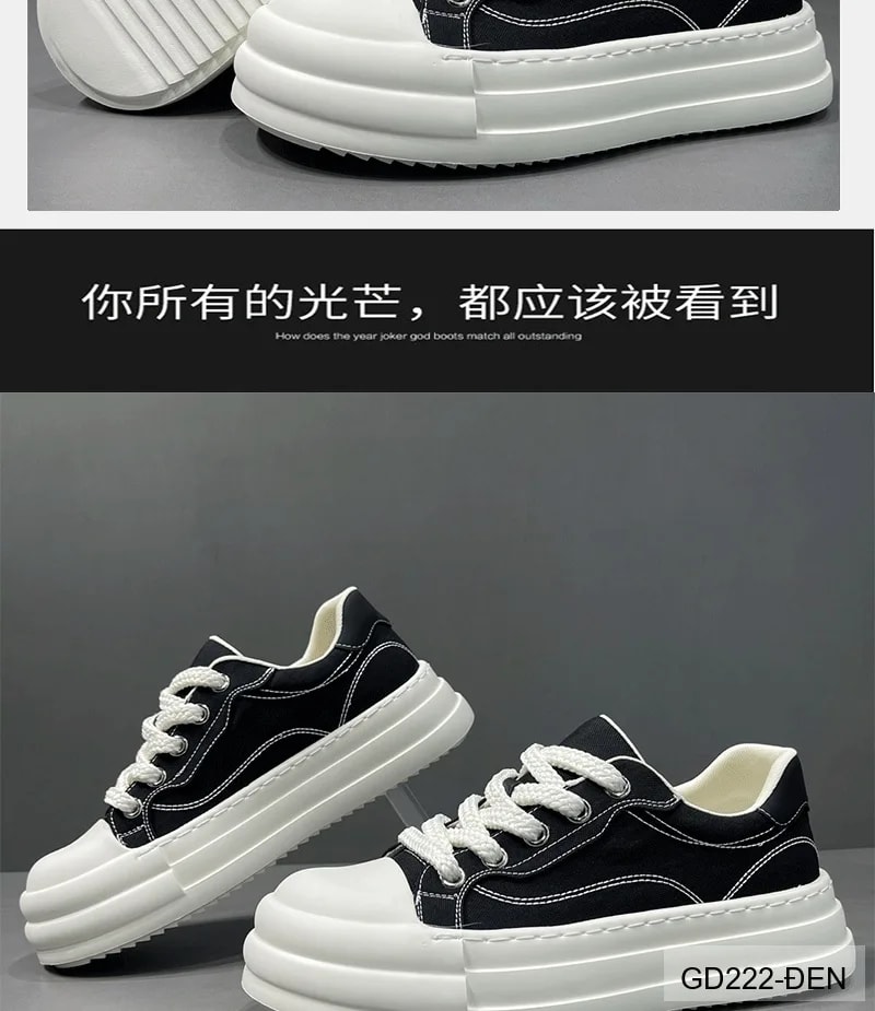 GD222 - Giày nam canvas đế dày kiểu dáng thời trang, tăng chiều cao nhẹ, phối màu Quả Mơ - Rượu Vang Đỏ - Đen - ảnh 7