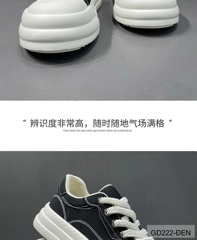 GD222 - Giày nam canvas đế dày kiểu dáng thời trang, tăng chiều cao nhẹ, phối màu Quả Mơ - Rượu Vang Đỏ - Đen - ảnh 3