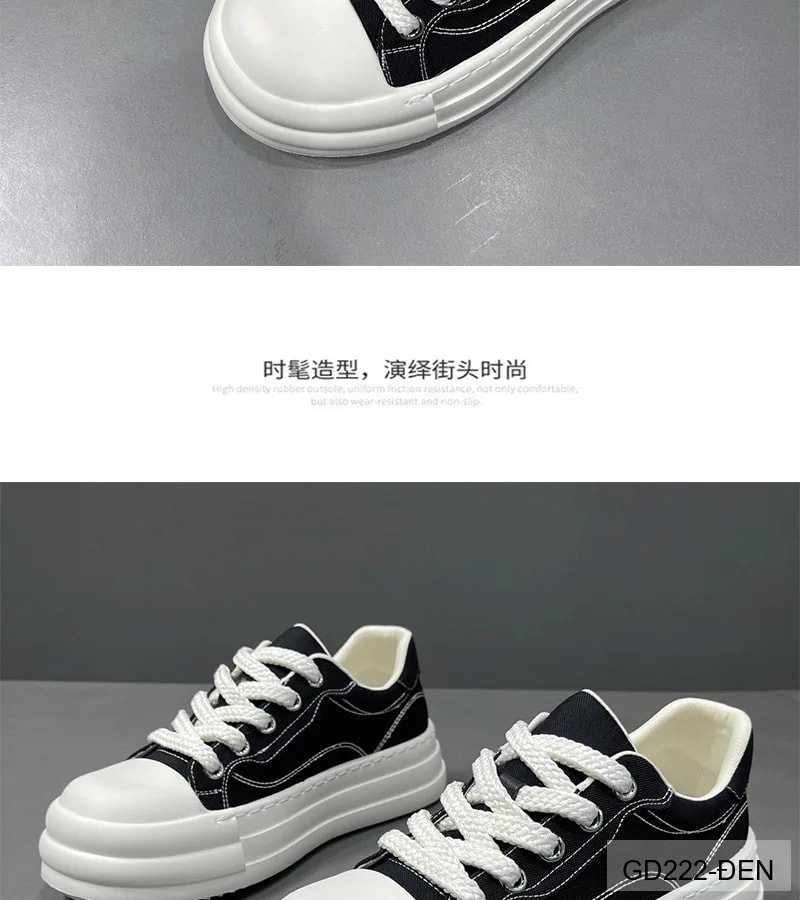 GD222 - Giày nam canvas đế dày kiểu dáng thời trang, tăng chiều cao nhẹ, phối màu Quả Mơ - Rượu Vang Đỏ - Đen - ảnh 6