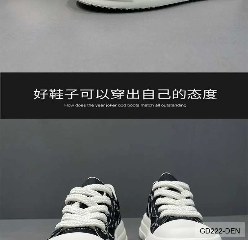 GD222 - Giày nam canvas đế dày kiểu dáng thời trang, tăng chiều cao nhẹ, phối màu Quả Mơ - Rượu Vang Đỏ - Đen - ảnh 8