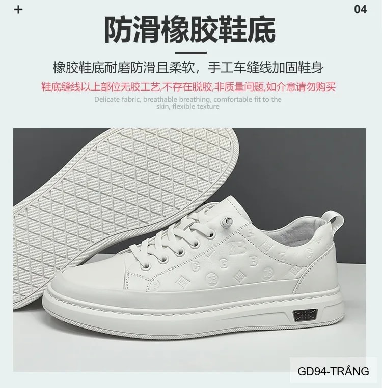GD94 - Giày thể thao nam da thật cao cấp phối màu trắng đen thời trang - ảnh 15