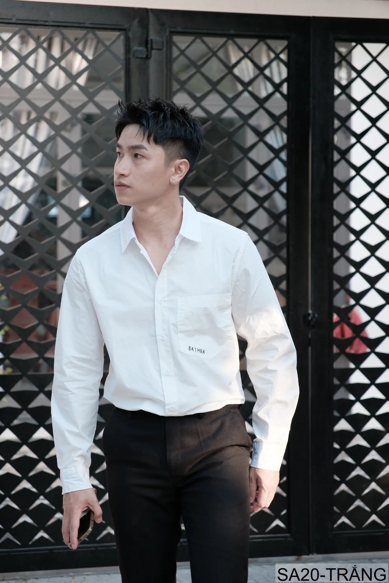 SA20 - Áo sơ mi nam tay dài in chữ BATMGA phong cách Hàn Quốc, chất cotton mềm mại, form rộng rãi - ảnh 4