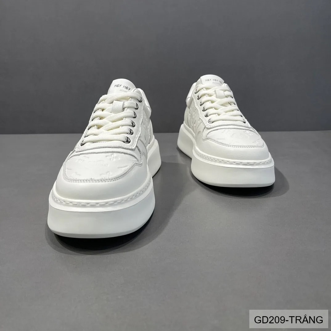 GD209 - Giày thể thao nam da thật trắng, đế cao êm ái, phong cách thời trang năng động - ảnh 4