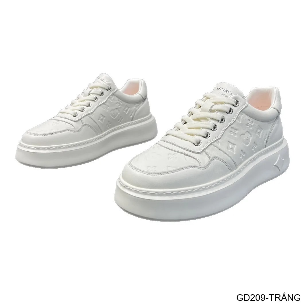 GD209 - Giày thể thao nam da thật trắng, đế cao êm ái, phong cách thời trang năng động - ảnh 6