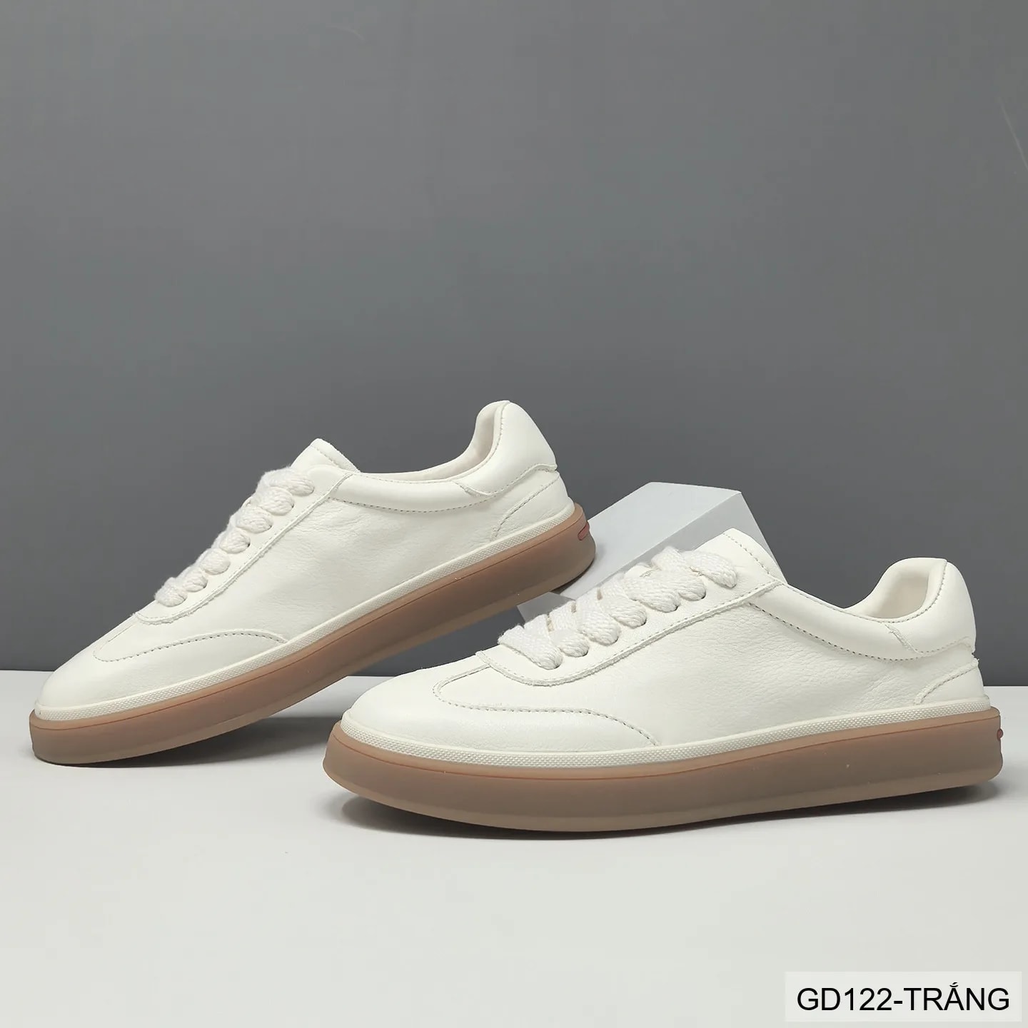 GD122 - Giày thể thao nam da thật trắng, kiểu dáng châu Âu, thoáng khí, đế cao su êm ái - ảnh 5